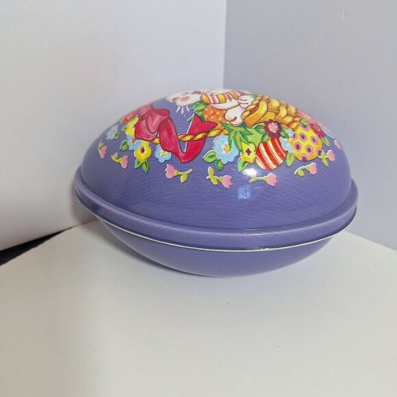 Easter Bunny Egg Basket Flowers Purple 5.5" Plastic Blow Mold Ullman Co - Picture 2 of 13